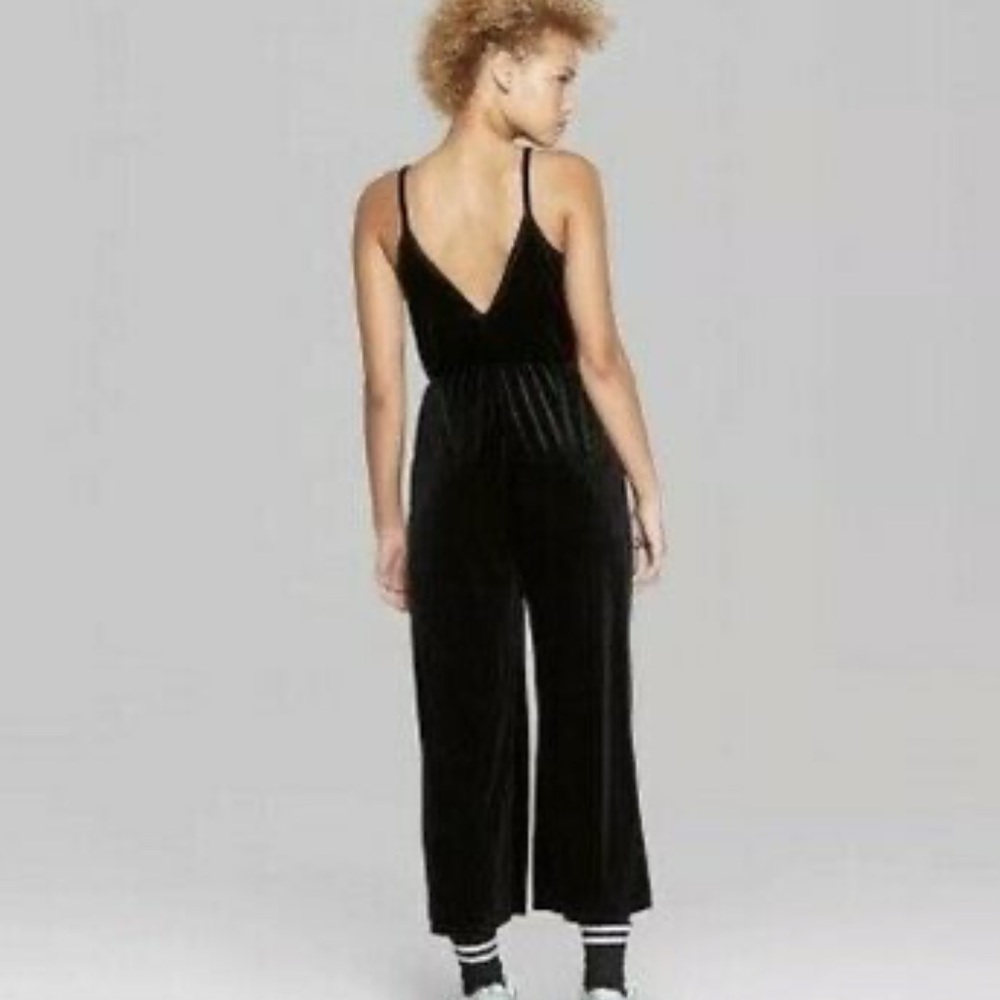 Black Knit V Neck Jumpsuit